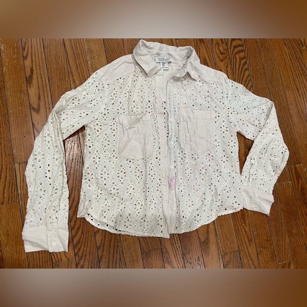 Rachel Zoe Cream Eyelet Blouse